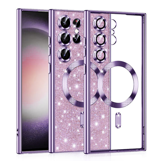 MagSafe Case for Samsung Galaxy S23 Ultra S918, Techsuit, Luxury Glitter, Light Purple