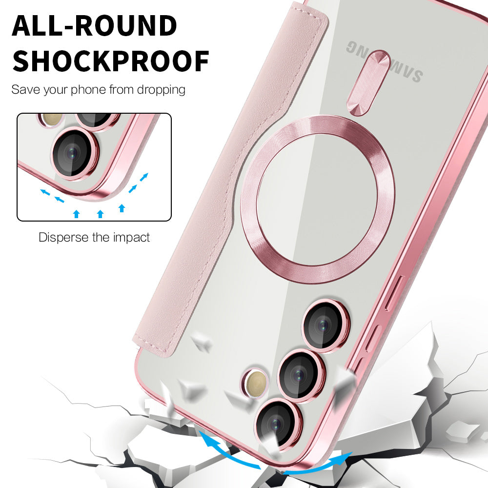 MagSafe Case for Samsung Galaxy S24 FE S721, Techsuit, SmartMag Book, Pink