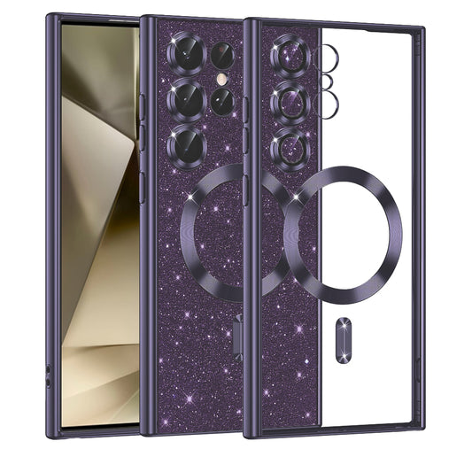 MagSafe Case for Samsung Galaxy S24 Ultra S928, Techsuit, Luxury Glitter, Dark Purple