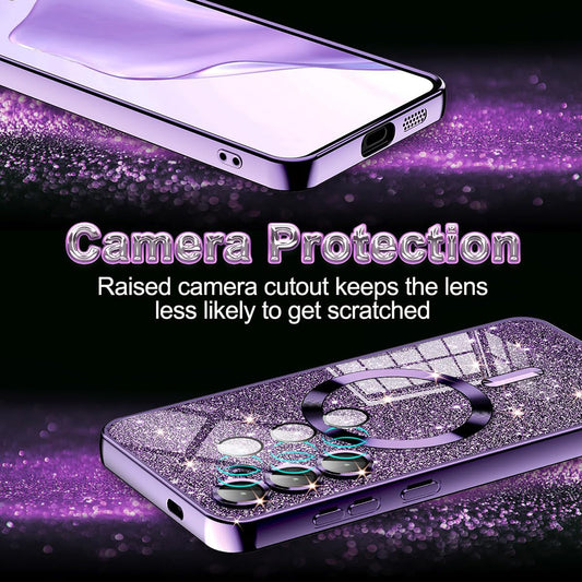 MagSafe Case for Samsung Galaxy S24 Ultra S928, Techsuit, Luxury Glitter, Black