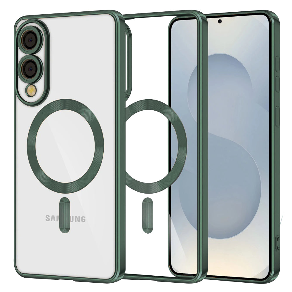 MagSafe Case for Samsung Galaxy S25 Edge S937, Techsuit, Luxury Crystal, Dark Green