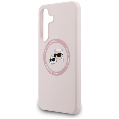 MagSafe Case for Samsung Galaxy S25 FE, Karl Lagerfeld, Silicone Karl & Choupette's Heads, Pink