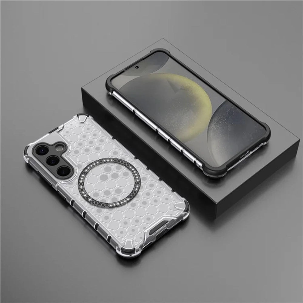 MagSafe Case for Samsung Galaxy S25+ S936, Techsuit, HoneyComb Shield, White