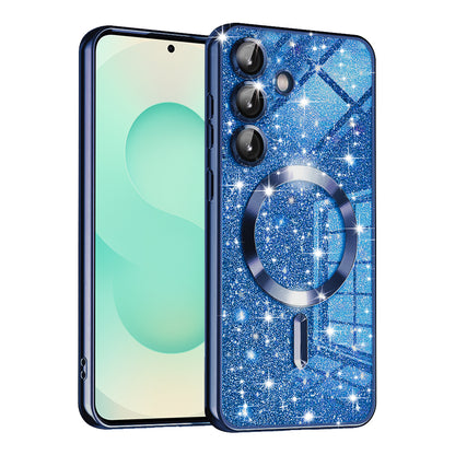 MagSafe Case for Samsung Galaxy S25+ S936, Techsuit, Luxury Glitter, Dark Blue