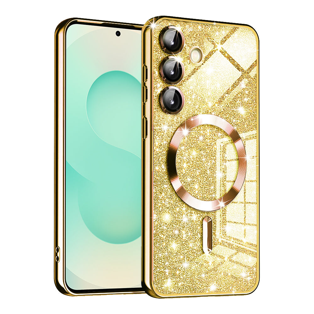 MagSafe Case for Samsung Galaxy S25+ S936, Techsuit, Luxury Glitter, Gold