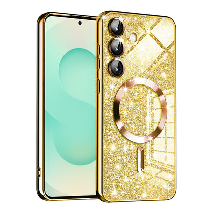 MagSafe Case for Samsung Galaxy S25+ S936, Techsuit, Luxury Glitter, Gold