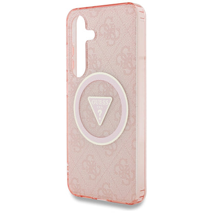 MagSafe Case for Samsung Galaxy S25 S931, Guess, IML Glitter 4G Circle Triangle, Pink
