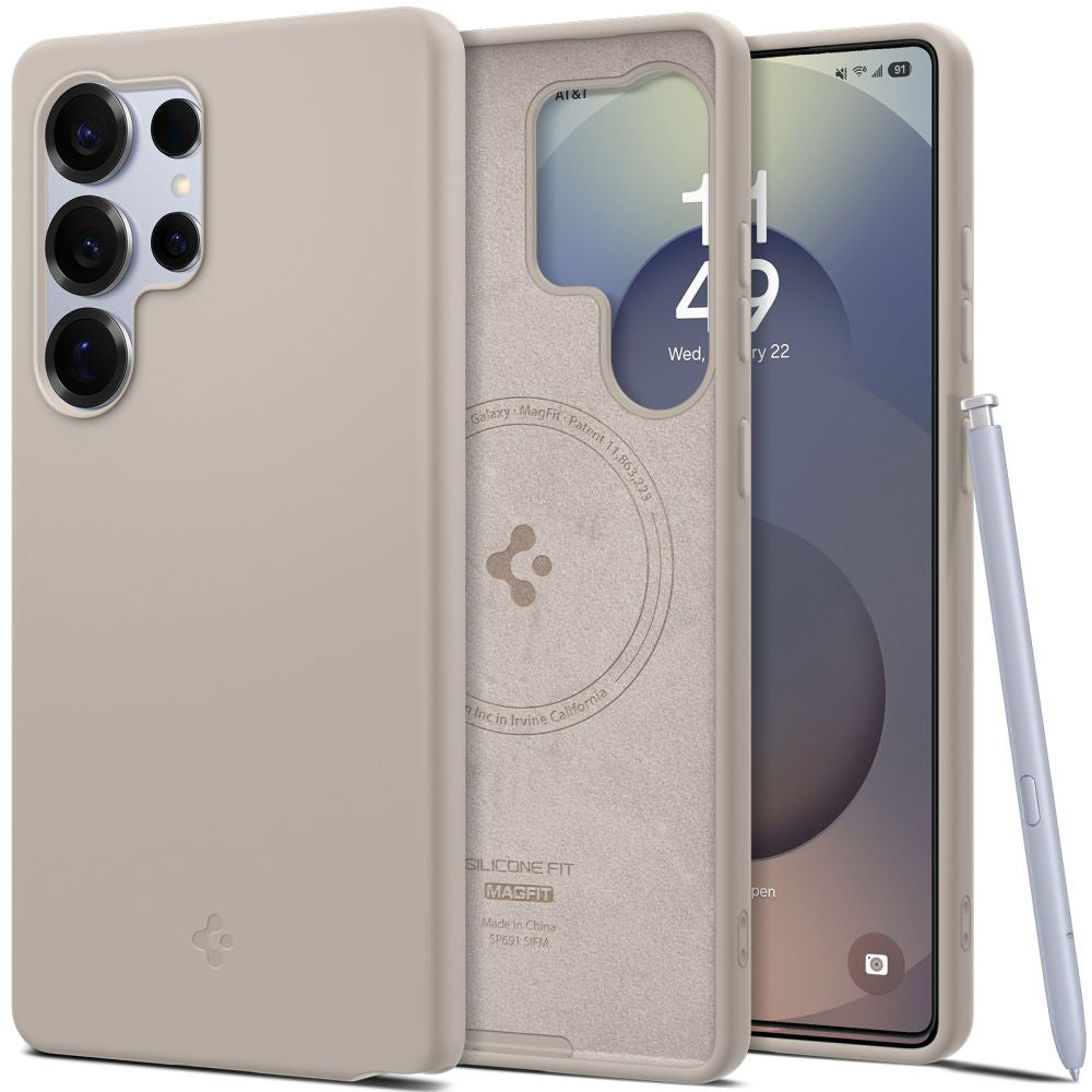 MagSafe Case for Samsung Galaxy S25 Ultra S938, Spigen, Silicone Fit, Beige