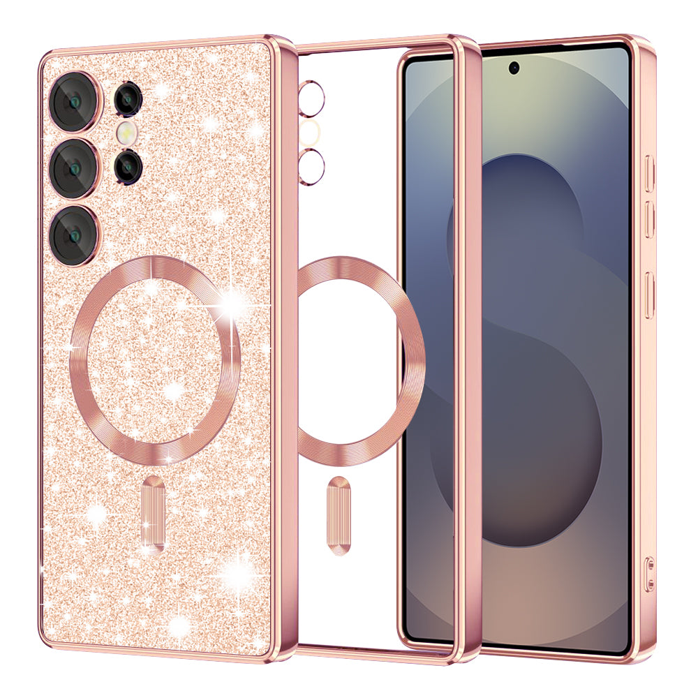 MagSafe Case for Samsung Galaxy S25 Ultra S938, Techsuit, Luxury Glitter, Rose Gold