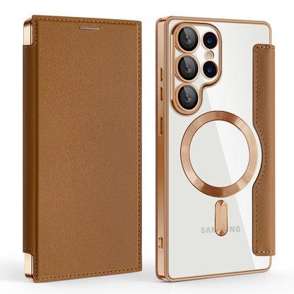 MagSafe Case for Samsung Galaxy S25 Ultra S938, Techsuit, SmartMag Book, Brown