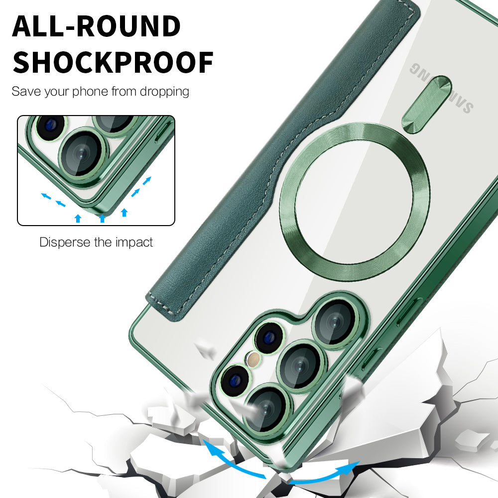 MagSafe Case for Samsung Galaxy S25 Ultra S938, Techsuit, SmartMag Book, Green