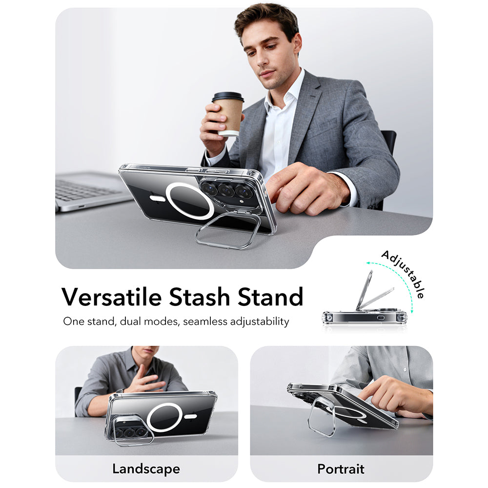 MagSafe Case for Samsung Galaxy S26 S942, ESR, Classic Hybrid Kickstand, Transparent