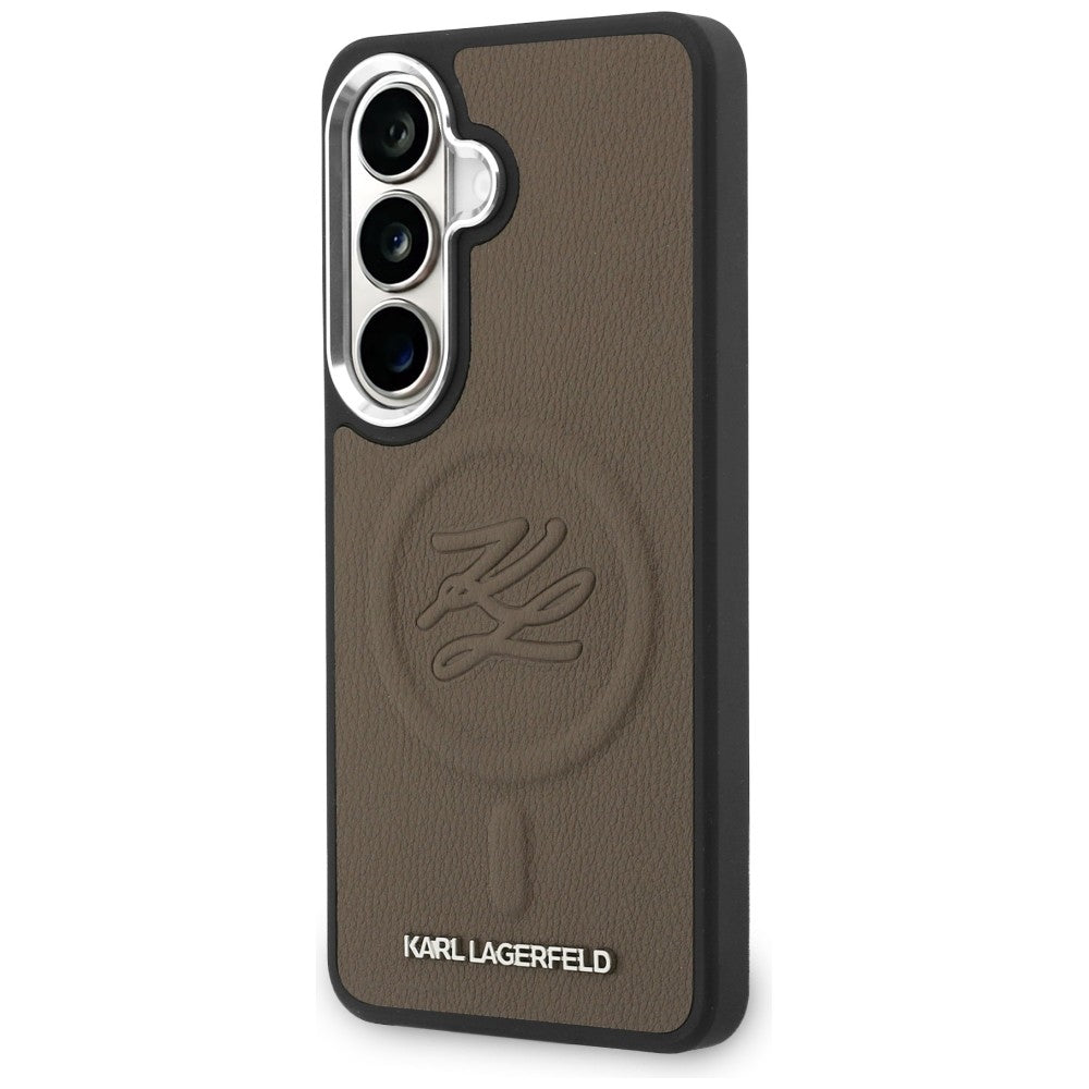 MagSafe Case for Samsung Galaxy S26 S942, Karl Lagerfeld, Initial Logo Debossed, Brown