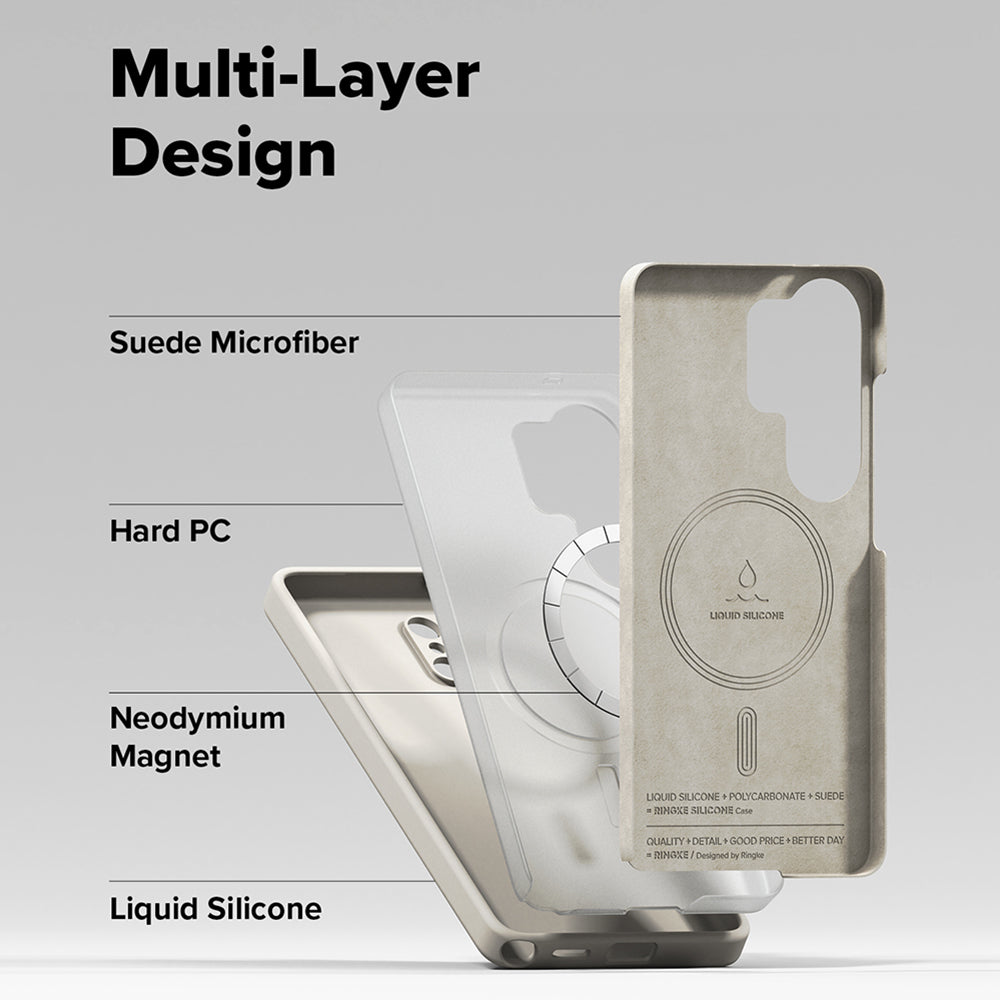 MagSafe Case for Samsung Galaxy S26 Ultra S948, Ringke, Silicone, Cream