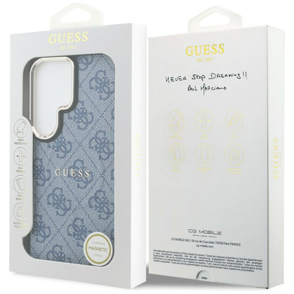 MagSafe Case for Samsung Galaxy S26 Ultra S948, Guess, 4G Embossed Ring, Blue