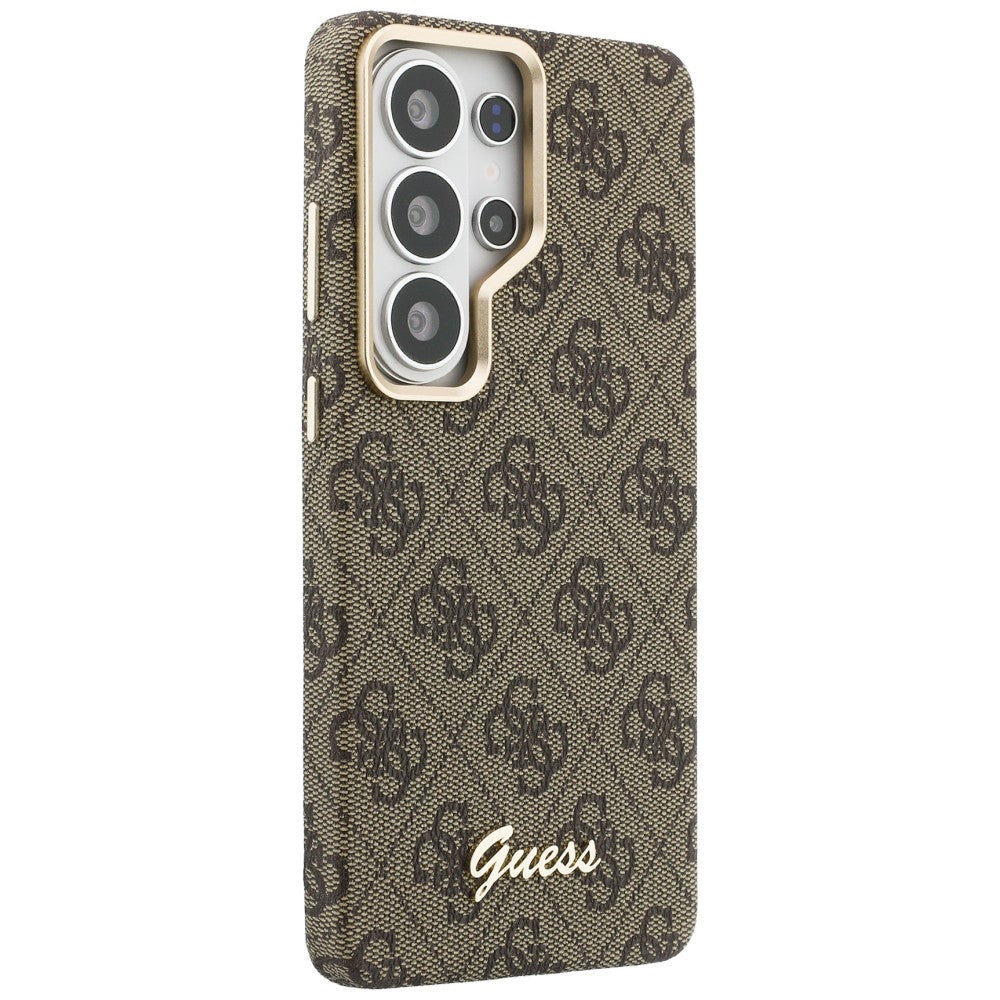 MagSafe Case for Samsung Galaxy S26 Ultra S948, Guess, 4G Script Logo, Brown