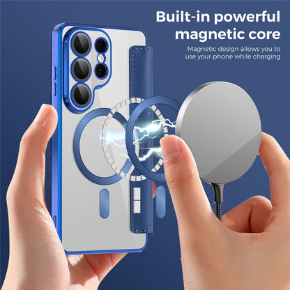 MagSafe Case for Samsung Galaxy S26 Ultra, Techsuit, SmartMag Book, Blue