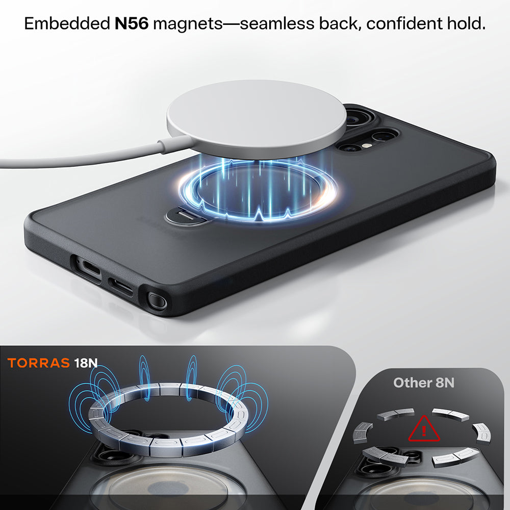 MagSafe Case for Samsung Galaxy S26 Ultra, Torras, Ostand Spin, Transparent