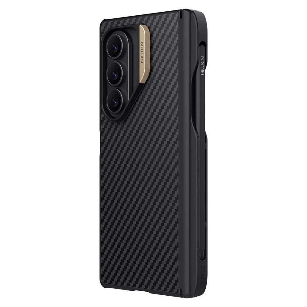 MagSafe Case for Samsung Galaxy Z Fold7 F966, Nillkin, Synthetic Fiber Pro with S-Pen Holder, Black Gold