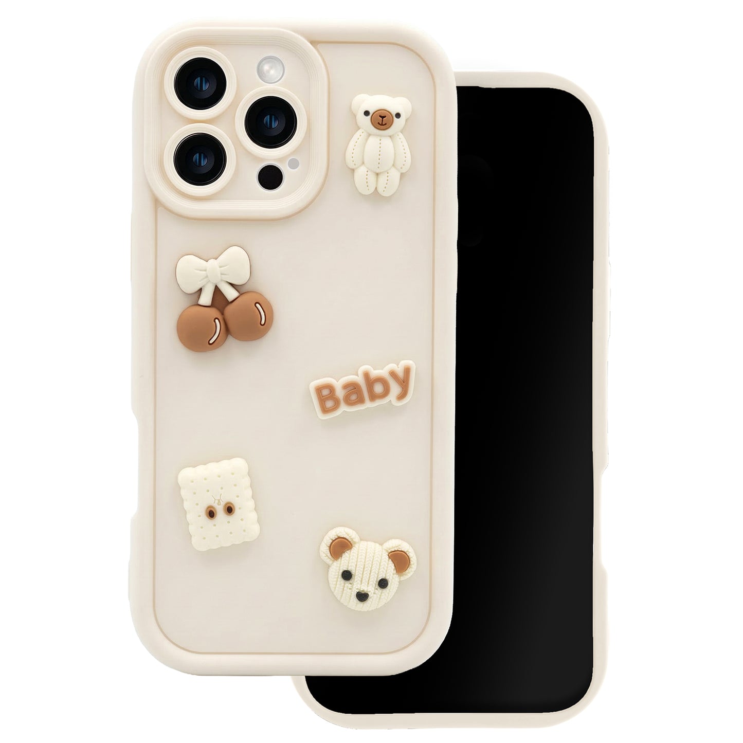 Case for Apple iPhone 15 Pro, OEM, Ultra Trendy 3D Bear, Beige
