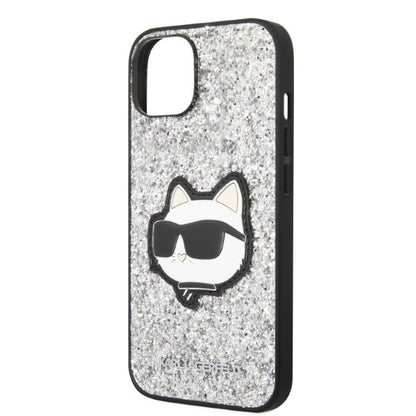 Case for Apple iPhone 14, Karl Lagerfeld, Glitter Choupette Patch, Silver
