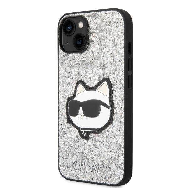 Case for Apple iPhone 14 Plus, Karl Lagerfeld, Glitter Choupette Patch, Silver