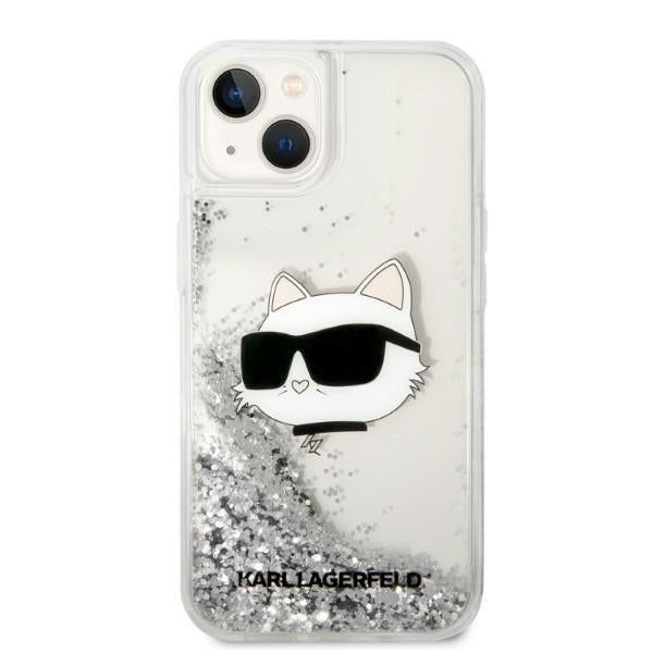 Case for Apple iPhone 14 Plus, Karl Lagerfeld, Glitter Choupette's Head, Silver