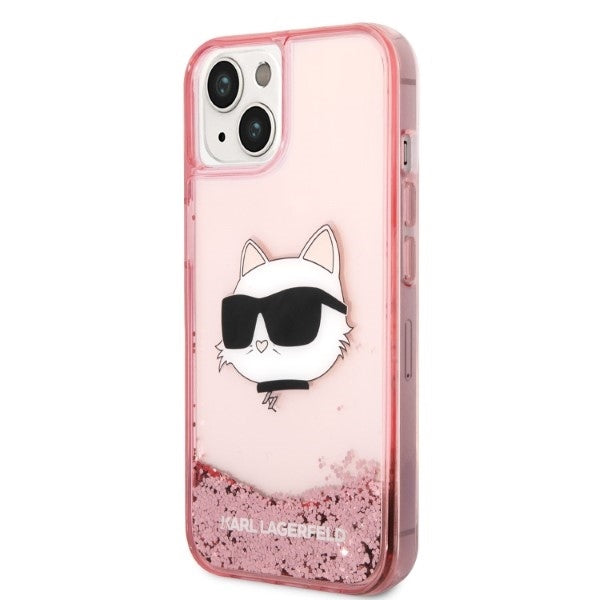 Case for Apple iPhone 14 Plus, Karl Lagerfeld, Glitter Choupette's Head, Pink