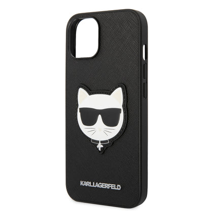 Case for Apple iPhone 14 Plus, Karl Lagerfeld, Saffiano Choupette's Head, Black