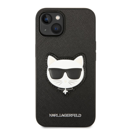 Case for Apple iPhone 14 Plus, Karl Lagerfeld, Saffiano Choupette's Head, Black