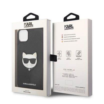 Case for Apple iPhone 14 Plus, Karl Lagerfeld, Saffiano Choupette's Head, Black