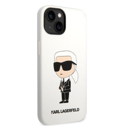 Case for Apple iPhone 14 Plus, Karl Lagerfeld, Ikonik Karl Silicone, White