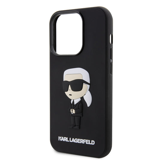 Case for Apple iPhone 14 Pro, Karl Lagerfeld, 3D Rubber Ikonik Karl, Black