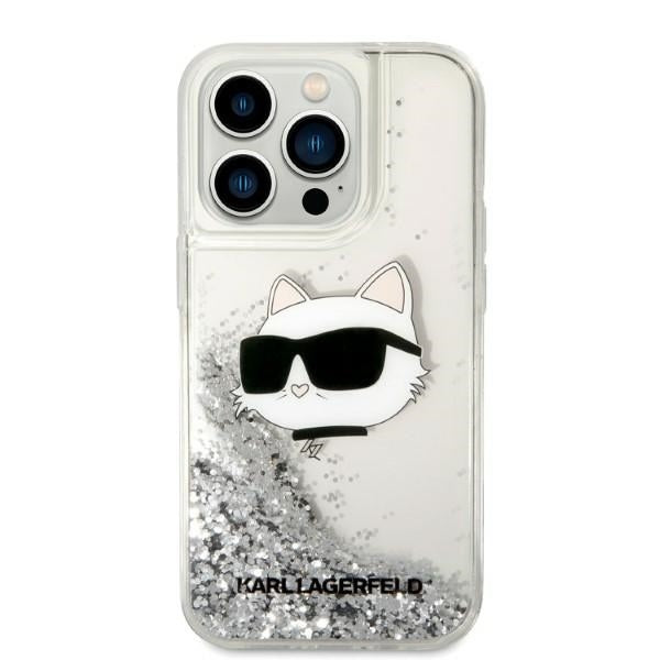 Case for Apple iPhone 14 Pro, Karl Lagerfeld, Glitter Choupette's Head, Silver
