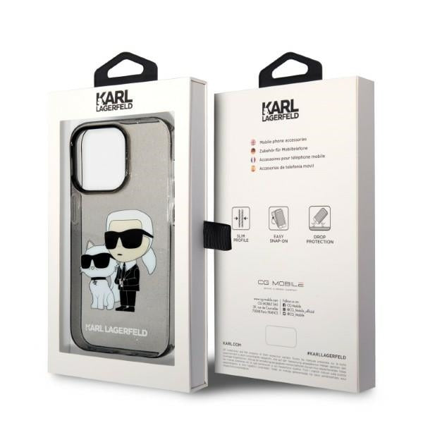 Case for Apple iPhone 14 Pro, Karl Lagerfeld, Glitter Karl & Choupette, Black