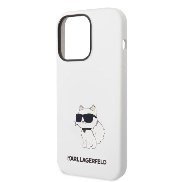 Case for Apple iPhone 14 Pro, Karl Lagerfeld, Silicone Choupette, White