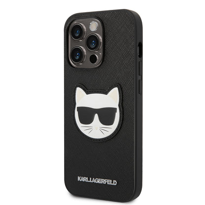 Case for Apple iPhone 14 Pro, Karl Lagerfeld, Saffiano Choupette's Head, Black