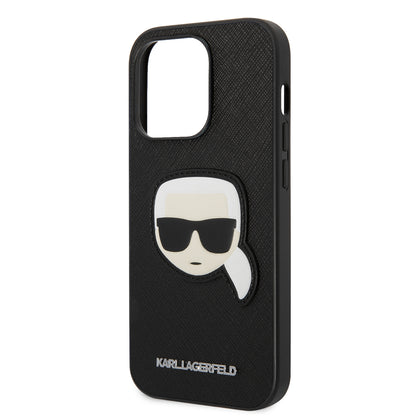 Case for Apple iPhone 14 Pro, Karl Lagerfeld, Saffiano Karl's Head, Black