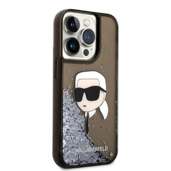 Case for Apple iPhone 14 Pro Max, Karl Lagerfeld, Glitter Karl's Head, Black