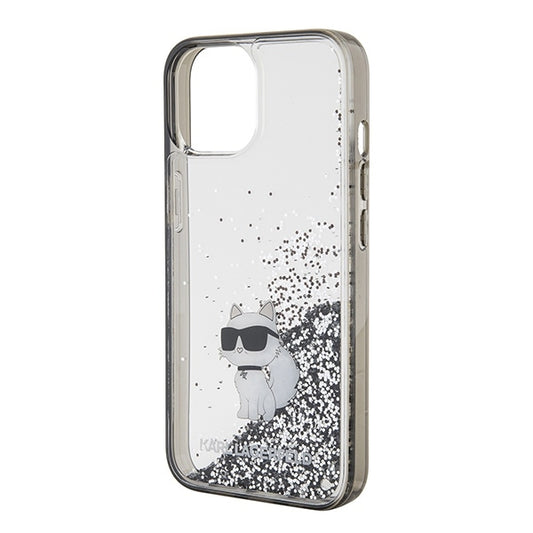 Case for Apple iPhone 15 / 14 / 13, Karl Lagerfeld, Liquid Glitter Choupette, Transparent