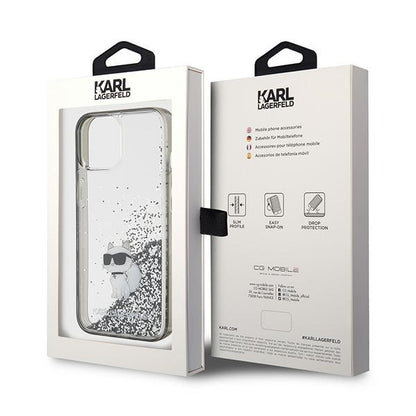 Case for Apple iPhone 15 / 14 / 13, Karl Lagerfeld, Liquid Glitter Choupette, Transparent