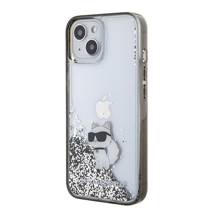 Case for Apple iPhone 15 / 14 / 13, Karl Lagerfeld, Liquid Glitter Choupette, Transparent