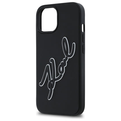 Case for Apple iPhone 15, Karl Lagerfeld, 3D Rubber Signature, Black