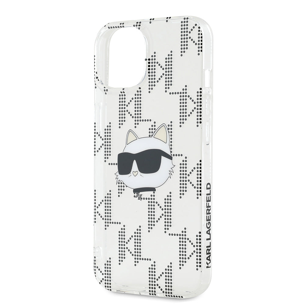 Case for Apple iPhone 15, Karl Lagerfeld, IML Electroplated Choupette Head, Transparent