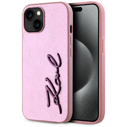 Case for Apple iPhone 15, Karl Lagerfeld, Metal Signature, Pink