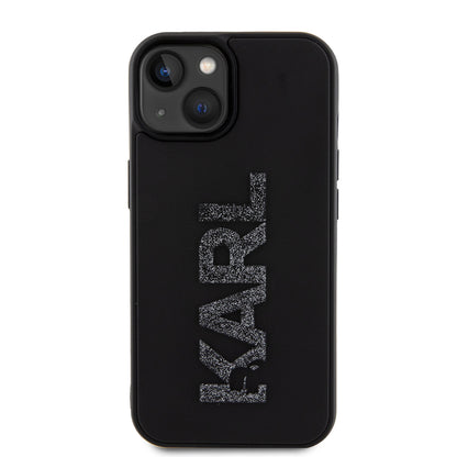 Case for Apple iPhone 15 Plus, Karl Lagerfeld, 3D Rubber Glitter Logo, Black