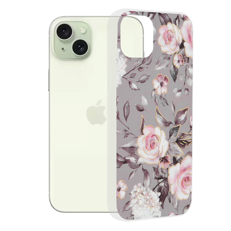 Case for Apple iPhone 15 Plus, Techsuit, Marble, Gray