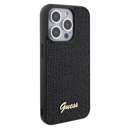 Case for Apple iPhone 15 Pro, Guess, PU Square Mirror Script Logo, Black GUHCP15LPMSDGSK