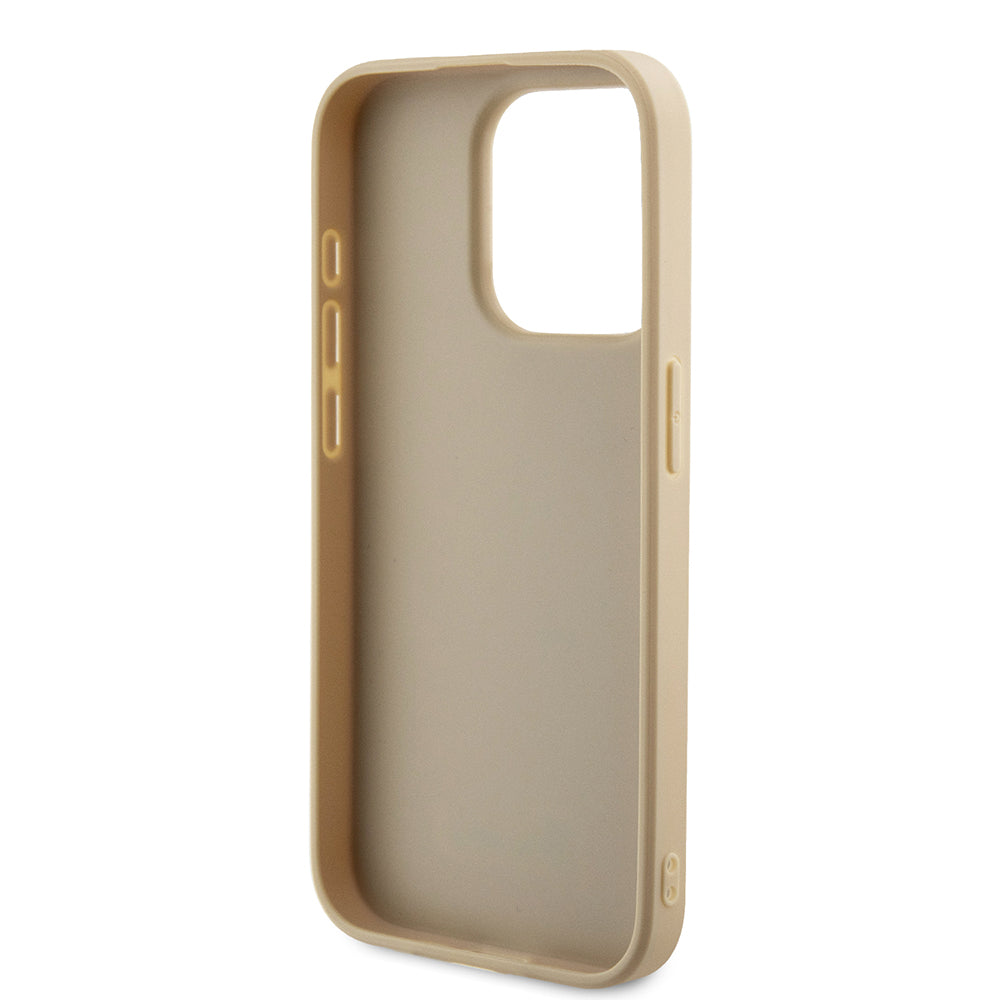 Case for Apple iPhone 15 Pro, Guess, Saffiano Iridescent Script, Gold