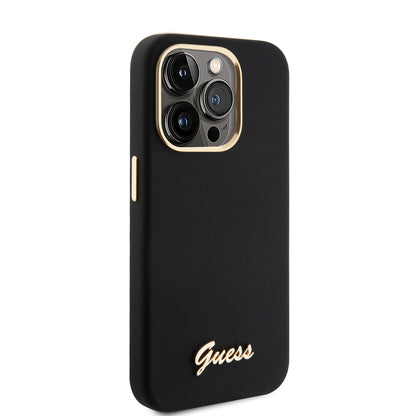 Case for Apple iPhone 15 Pro, Guess, Script Metal Logo & Frame, Black